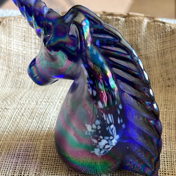 Vintage 80’s Crystal Unicorn Iridescent Colbalt blue - Picture 6 of 7